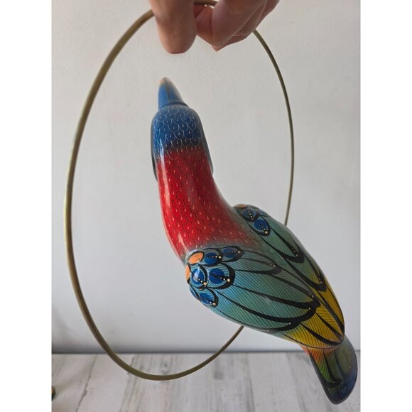 Vintage toucan ceramic Mexico hanging bird parrot decor tropical life-size lifel - Picture 6 of 13
